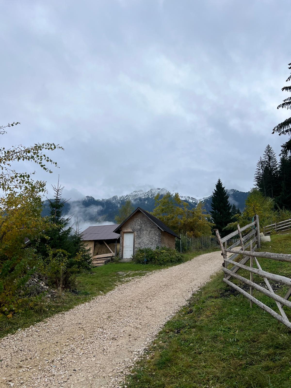 Peisaj montan și gospodărie tradițională din zonă